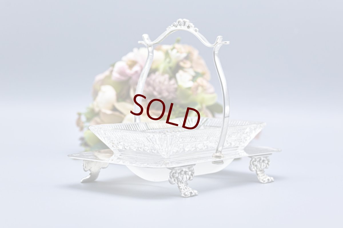 画像4: アンティークシルバー、アンティーク銀器、シルバープレート製 　ヴィクトリア時代後期　 カットグラス　ジャムディッシュ (4)