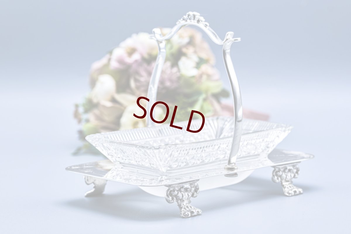 画像2: アンティークシルバー、アンティーク銀器、シルバープレート製 　ヴィクトリア時代後期　 カットグラス　ジャムディッシュ (2)