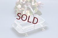 アンティークシルバー、アンティーク銀器、シルバープレート製 　ヴィクトリア時代後期　 カットグラス　ジャムディッシュ