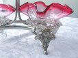 画像7: アンティークシルバー、アンティーク銀器、シルバープレート　花びらのような美しいグラデーションクランベリーグラス　ダブルジャムディッシュ