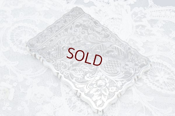 画像6: アンティークシルバー、アンティーク銀器 純銀製（925）1905年　薔薇、葉模様、スクロールの手彫りエングレービング彫刻　カードケース