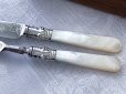 画像7: アンティークシルバー、アンティーク銀器、シルバープレート製 1906年製作 白蝶貝 お花,葉模様とスクロールの手彫り彫刻 デザートカトラリー6組セット