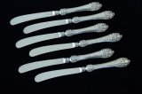 アンティークシルバー、アンティーク銀器、 1896年 純銀製ハンドル(925) シルバープレートブレード エレガントな スコーン（ティー）ナイフセット