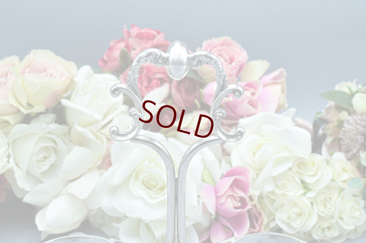 画像5: アンティークシルバー、アンティーク銀器、シルバープレート　花びらのような美しいグラデーションクランベリーグラス　ダブルジャムディッシュ (5)