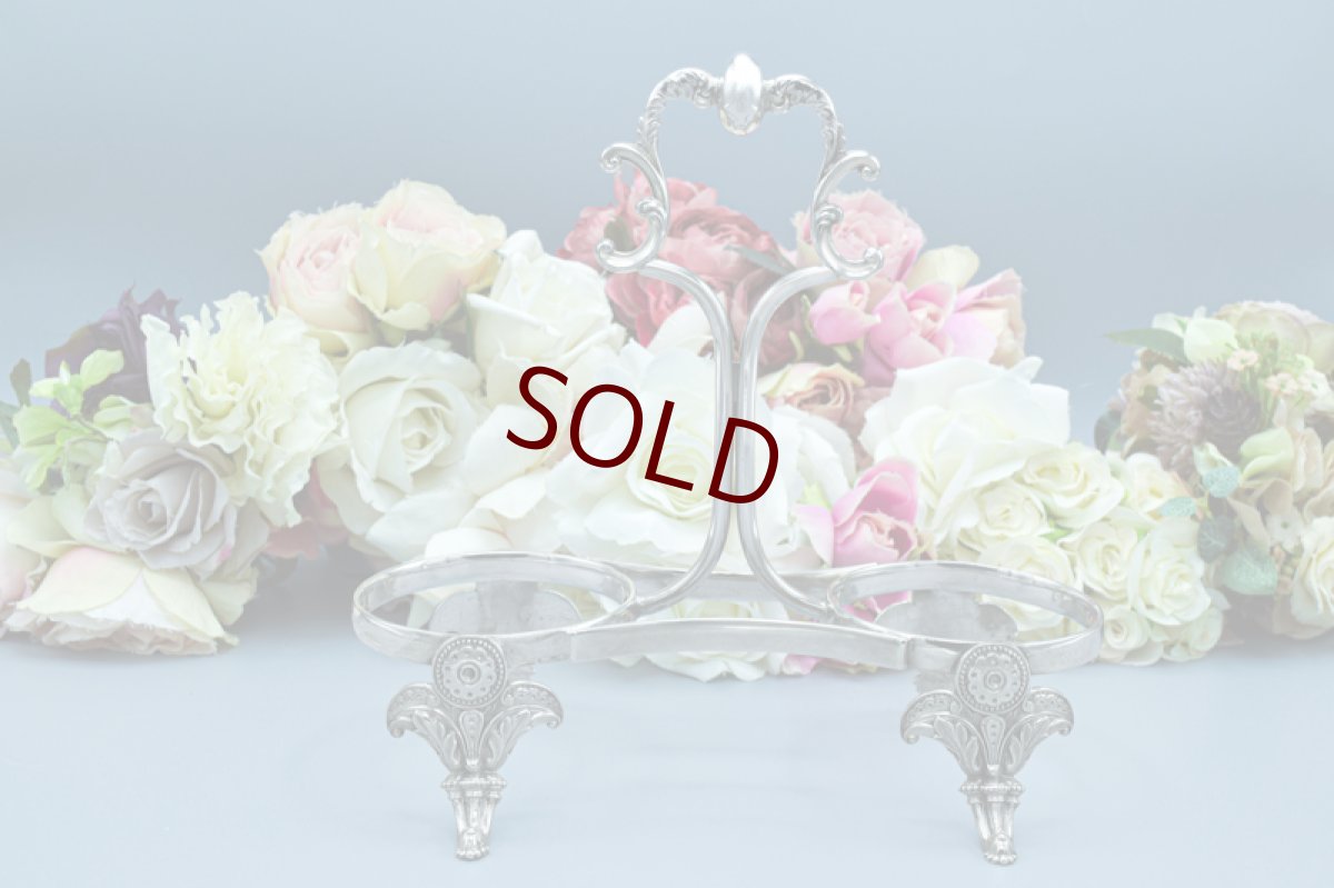 画像4: アンティークシルバー、アンティーク銀器、シルバープレート　花びらのような美しいグラデーションクランベリーグラス　ダブルジャムディッシュ (4)