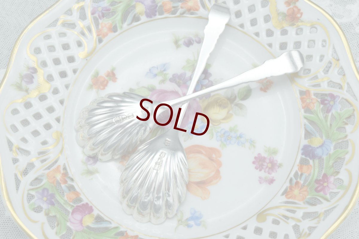 画像8: アンティークシルバー、アンティーク銀器  純銀製（925）1924年 ロココ調　貝のボウルジャムスプーン２本 セット  (8)