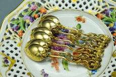 画像4: アンティークシルバー、アンティーク銀器、純銀製(800) スクロールとエンジェル、金鍍金 透かし細工のスプーン6本セット (4)