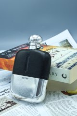 アンティークシルバー、アンティーク銀器、純銀製(925) 1898年 シルバー&レザー ヒップフラスク