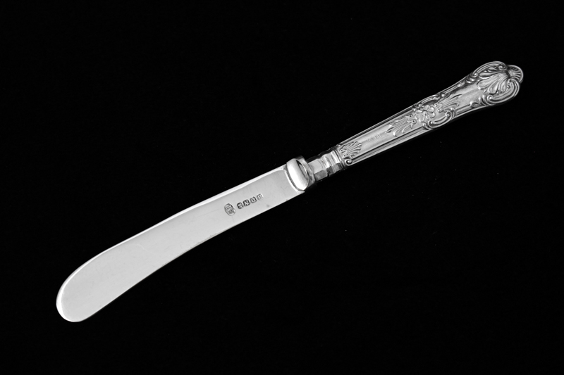 ヴィンテージシルバー 純銀製(925)ハンドル クイーンズパターン ティーナイフ 6本セット