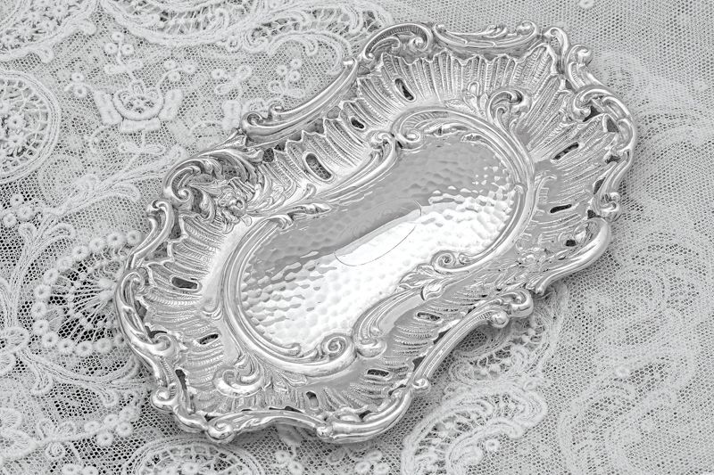 画像3: アンティークシルバー、アンティーク銀器、純銀製(925) 1903年 エレガントなスクロール装飾と透かし細工 トリンケット ディッシュ