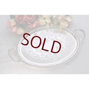 画像: シルバープレート 特級品 ヴィクトリア時代後期　薔薇とリボンのガーランド装飾 薔薇の縁どり トレイ