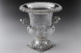 画像: 純銀製（925）1901年 特級 ウェッブスタイル インタリオ エングレービング クリスタルグラス シャンパン クーラー 