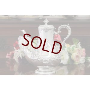 画像: 純銀製(925) アンティークシルバー 1860年 ヴィクトリアンロココスタイル コーヒーポット