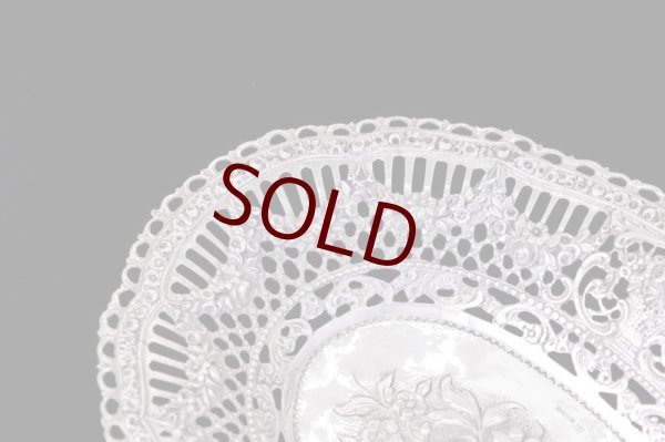 画像3: アンティークシルバー、アンティーク銀器、純銀製（925）フラワーバスケット、薔薇とお花のガーランド ロココスタイル　ボンボンディッシュ