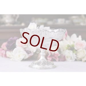 画像: アンティークシルバー、アンティーク銀器、 純銀製 薔薇とお花のガーランド 透かし細工 ロココスタイル コンポート