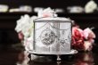 画像2: アンティークシルバー、アンティーク銀器、シルバープレート製　ヴィクトリアン お花のガーランド 小さ目  ビスケットボックス