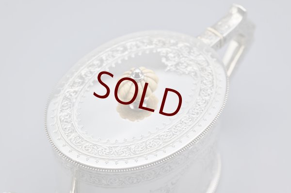 王室御用達 英国 1８８６年製 エルキントン社製 大型 純銀P ポット 王室御用達 英国 1886年製 エルキントン社製 大型 純銀P