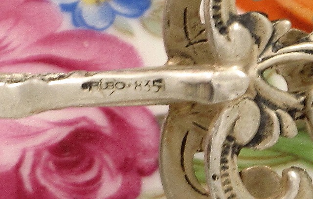 画像: 純銀（８35）　透かし細工　薔薇とお花のケーキトング　